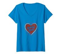 Grateful Heart Inspirational Love Design for Thankfulness V-Neck T-Shirt, Women, Sapphire, XXL