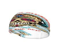 Grateful Retro Skull Flowers Dead Fashionable Sports Decoration, Sweat Resistant Headband, Hair Band, Breathable Sweat Wicking Fitness Equipment Headbands for Women Men