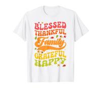 Grateful Thankful Blessed Thanksgiving Family Happy Autumn Value Graphic T-Shirt, Men, White, XL