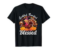 Grateful Thankful Blessed Thanksgiving Turkey Pumpkin T-Shirt