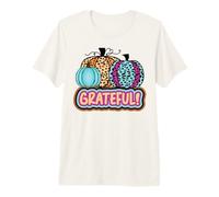 Grateful Thankful Pumpkin Fall Thanksgiving Leopard Print Premium T-Shirt