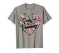 Grateful to Be Grandma Surrounded by Peonies and Leaves T-Shirt