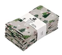 Gratico Dinner Cloth Napkins Set of 12 Green Xmas Tree Print Napkins 20x20 Inches, Premium Soft Cotton Hotel Quality, Reusable & Washable Dinner Table Napkins with Mitered Corner for Home & Christmas