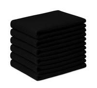 Gratico Kitchen Towels Set of 6 Soft Premium Cotton Highly Absorbent Dish Towels 18x28 Inches, Washable & Reusable Tea Towel, Quick Drying Dish Cloths with Hanging Loop - Black Solid
