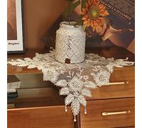 Gratify Lace Doilies with Handmade Beaded Embroidery Lace Table Placemats Table Topper Scarf for home, table, Flower Pot Decoration (40 x 40cm, Beige)