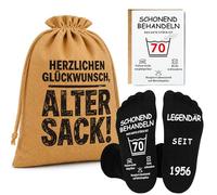 Gratitopia 70th Birthday Man Gift Set, Jute Bag "Alter Sack" 30 x 40 cm, Funny Socks with Silicone Print & A6 Card, Men's Gift for 70th Birthday