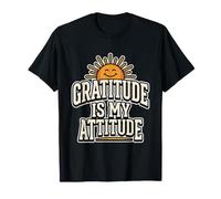 Gratitude Attitude Retro Smiling Sun Positive Vibes Quote T-Shirt