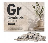 Gratitude Definition - Inspirational Manifest Jigsaw Puzzle, 500 Pieces | For gifting: Jigsaw Puzzle Gift: colour and shape clues for organised assembly at your own pace.