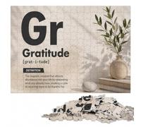 Gratitude Definition - Inspirational Manifest Jigsaw Puzzle, None Pieces | For home use: Adult Puzzle - screen-free tabletop leisure alone or together.