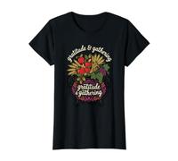 Gratitude & Gathering Harvest Autumnal Abundance Thanksgivin Value Graphic T-Shirt, Women, Black, L