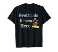 Gratitude Grows Here Vintage Floral Mindfulness T-Shirt