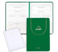 Gratitude Journal - Daily Mindfulness & Self-Care Notebook with Premium Leather Cover, Guided Prompts, 170gsm Paper, Gold Foiling, Satin Ribbon & Luxury Gift Box for Women & Men (Emerald Green)