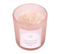 Gratitude Wild Rose Manifestation Candle with Rose Quartz Crystal Chips