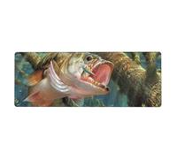 GRatka Bass Fish Jumping Hook,Mouse Pad Large Desk Pad Computer Keyboard Mouse Mat With Non Slip Rubber Base 30 x 80 cm