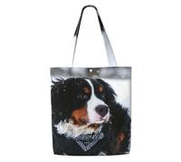 GRatka Bernese Mountain Dog Snowfall,Reusable Grocery Bags Shopping Tote Bags Large Capacity Canvas Shoulder bag