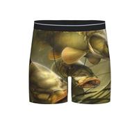 GrAtka Boxer Briefs,Mens Underpants Boxer Shorts Leg Boxer Briefs Funny Novelty Underwear,Carp Fishing Art