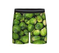 GRatka Boxer Briefs,Mens Underpants Boxer Shorts Leg Boxer Briefs Funny Novelty Underwear,Green Brussel Sprout Print