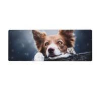 GRatka Brown Border Collie Bokeh God With Yellow Eyes,Mouse Pad Large Desk Pad Computer Keyboard Mouse Mat With Non Slip Rubber Base 30 x 80 cm