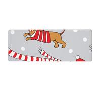 GRatka Christmas Cartoon Dog Dachshund,Mouse Pad Large Desk Pad Computer Keyboard Mouse Mat With Non Slip Rubber Base 30 x 80 cm