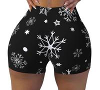 GRatka Christmas Snowflake Black Winter,Women's Workout Shorts, Stretch Gym Shorts Running Sport,M