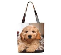 GrAtka Cockapoo Beige Curly Dogs Pets Dogs,Reusable Grocery Bags Shopping Tote Bags Large Capacity Canvas Shoulder bag