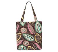 GrAtka Colorful Cacao Pod,Reusable Grocery Bags Shopping Tote Bags Large Capacity Canvas Shoulder bag