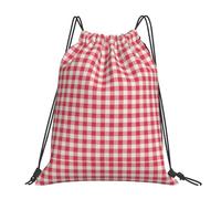 GRatka Drawstring Backpack,Unisex String Bag Sport Gym Bag Casual Daypack Drawstring Sackpack,Tiny Buffalo Check Gingham Plaid In Watermelon