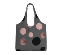 GRatka Elegant Faux Pink Black Circles,Reusable Tote Bags Grocery Bags Large Capacity Canvas Shopping Shoulder bag