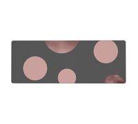 GRatka Elegant Faux Rose Gold Blush Pink Black Circles,Mouse Pad Large Desk Pad Computer Keyboard Mouse Mat With Non Slip Rubber Base 30 x 80 cm