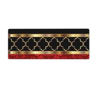 GRatka Elegant Red Black & Gold Quatrefoil Pattern,Mouse Pad Large Desk Pad Computer Keyboard Mouse Mat With Non Slip Rubber Base 30 x 80 cm