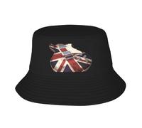 GRatka Fisherman Hat,Fashion Runner Cap Bucket Hat Beach Sun Cap Protection Unisex Black,Guitar British Flag Print