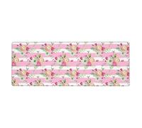 GRatka Flowers Pink Stripes,Mouse Pad Large Desk Pad Computer Keyboard Mouse Mat With Non Slip Rubber Base 30 x 80 cm