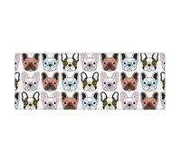 GRatka French Bulldog With Glasses,Mouse Pad Large Desk Pad Computer Keyboard Mouse Mat With Non Slip Rubber Base 30 x 80 cm