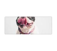 GRatka Happy Curious Dog French Bulldog,Mouse Pad Large Desk Pad Computer Keyboard Mouse Mat With Non Slip Rubber Base 30 x 80 cm