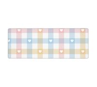 GRatka Hearts In Pastel Blue Pink,Mouse Pad Large Desk Pad Computer Keyboard Mouse Mat With Non Slip Rubber Base 30 x 80 cm