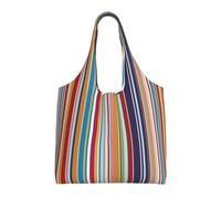 GRatka Multi Coloured Stripes,Reusable Tote Bags Grocery Bags Large Capacity Canvas Shopping Shoulder bag