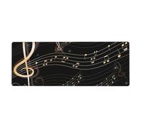 GRatka Music Note Musical Score Black Sheet Music,Mouse Pad Large Desk Pad Computer Keyboard Mouse Mat With Non Slip Rubber Base 30 x 80 cm