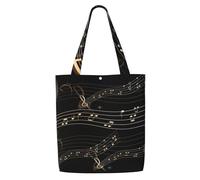 GrAtka Music Note Musical Score Black Sheet Music,Reusable Grocery Bags Shopping Tote Bags Large Capacity Canvas Shoulder bag