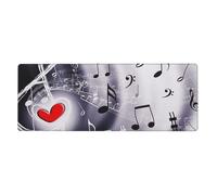 GRatka Music & Red Heart,Mouse Pad Large Desk Pad Computer Keyboard Mouse Mat With Non Slip Rubber Base 30 x 80 cm