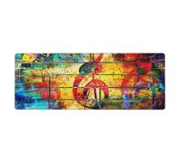 GRatka Print Music Note Colorful Wooden,Mouse Pad Large Desk Pad Computer Keyboard Mouse Mat With Non Slip Rubber Base 30 x 80 cm