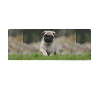 GRatka Pug Bokeh Puppy Dogs Lawn Pets Pug,Mouse Pad Large Desk Pad Computer Keyboard Mouse Mat With Non Slip Rubber Base 30 x 80 cm
