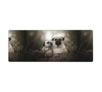 GRatka Pug Dogs Family Bokeh Mother And Cub Dogs Pets,Mouse Pad Large Desk Pad Computer Keyboard Mouse Mat With Non Slip Rubber Base 30 x 80 cm