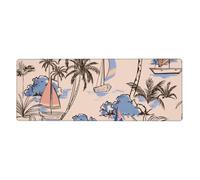 GRatka Retro Beautiful Boats Palm Trees,Mouse Pad Large Desk Pad Computer Keyboard Mouse Mat With Non Slip Rubber Base 30 x 80 cm