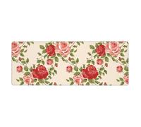 GRatka Retro Flower Printed,Mouse Pad Large Desk Pad Computer Keyboard Mouse Mat With Non Slip Rubber Base 30 x 80 cm