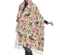 GRatka Scarf,Border Terrier Florals Cream, Unisex Fringed Scarf Large Warm Soft Cashmere Feel Shawls Wraps 196x68 cm