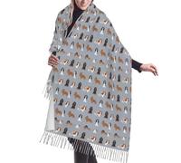 GRatka Scarf,Cavalier King Charles Spaniel Dog Mixed Dog Coats Dog, Unisex Fringed Scarf Large Warm Soft Cashmere Feel Shawls Wraps 196x68 cm