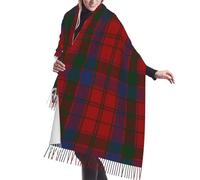GrAtka Scarf,Clan Robertson Scottish Accents Red Green Tartan, Unisex Fringed Scarf Large Warm Soft Cashmere Feel Shawls Wraps 196x68 cm