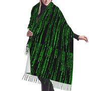 GRatka Scarf,Green Matrix, Unisex Fringed Scarf Large Warm Soft Cashmere Feel Shawls Wraps 196x68 cm