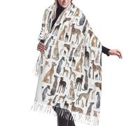 GRatka Scarf,Greyhounds Wippets And Lurcher Dogs, Unisex Fringed Scarf Large Warm Soft Cashmere Feel Shawls Wraps 196x68 cm