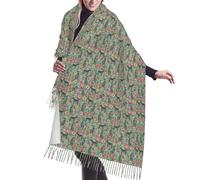 GRatka Scarf,Irish Wolfhound Floral Dog Breed Mint, Unisex Fringed Scarf Large Warm Soft Cashmere Feel Shawls Wraps 196x68 cm